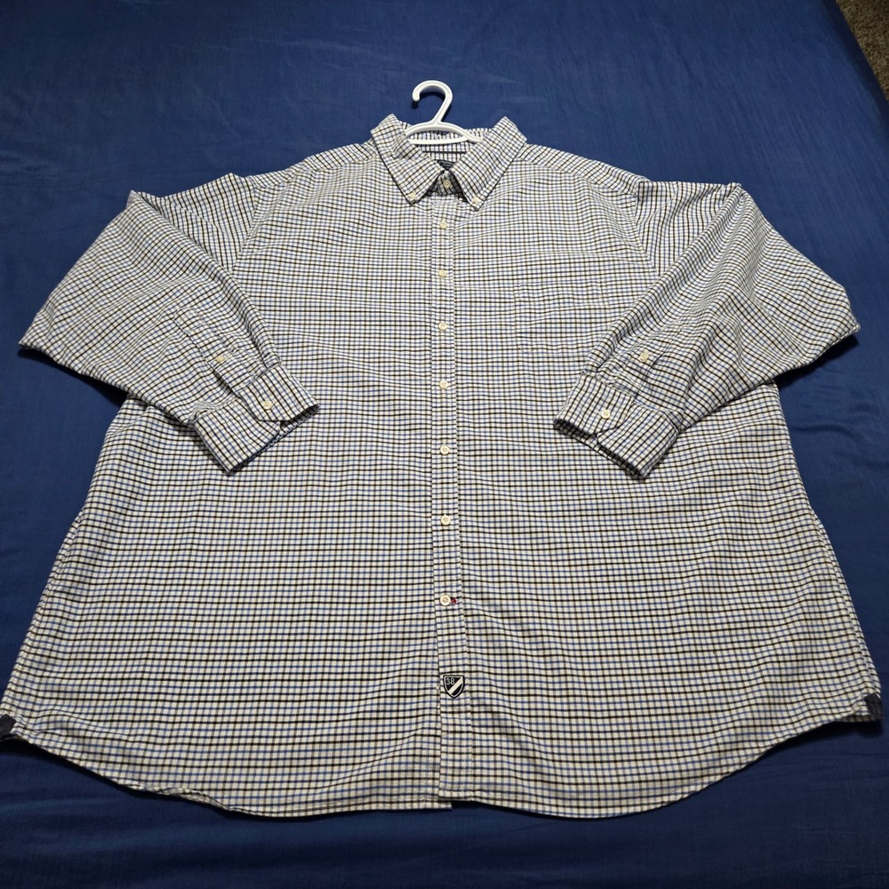 Cremieux Button Down Shirt Mens 4XB Blue Plaid Excellent Long Sleeve Cotton